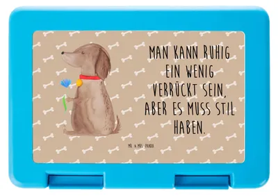 Produktbild von Mr. & Mrs. Panda Bentobox Hund Blume - Hundeglück - Geschenk, Kinderbrotdose, Haha, Sprüche, Hunde, Bento Box, Snackdose, Snackbox, Süß, Lunchbox, Niedlich