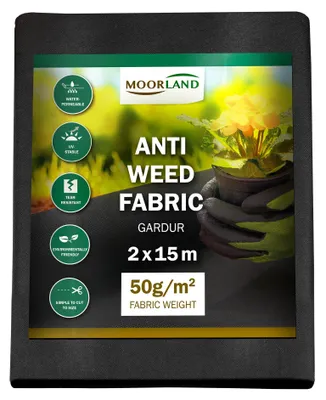 Produktbild von Moorland Unkrautvlies für Garten 30m² Gartenvlies Gardur, Schwarz