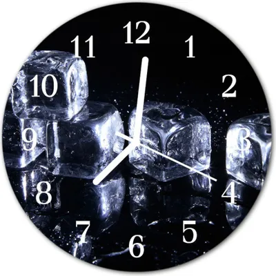 Produktbild von Glasuhr Wanduhr Küchenuhr Echt-Glas 30fi cm Eiswürfel schwarz weiß