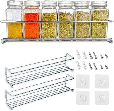 Produktbild von Metallene Kruidenrek 2er-Satz Wandhalterung für Küche, Badezimmer, Balkon ohne Bohren