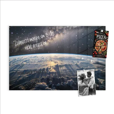 Produktbild von Magnettafel 60x40cm Pinnwand Whiteboard beschreibbar - Weltall Sonnenaufgang