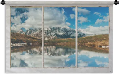Produktbild von MuchoWow® Wandteppich Wandbehang Aussicht - Berge - Wasser 120x80 cm Tapisserie Dekoration Wandtuch - Wanddekorationen - Wandtücher