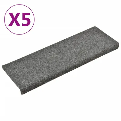 Immagine prodotto di Tappetini per scale autoadesivi 5 pz 65x21x4 cm Grigio chiaro bordo rettangolare
