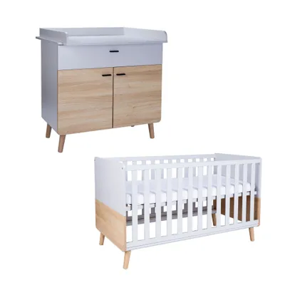 Produktbild von Babyzimmer Set Lovis 2-tlg. Wickelkommode, Babybett, Soft-Close