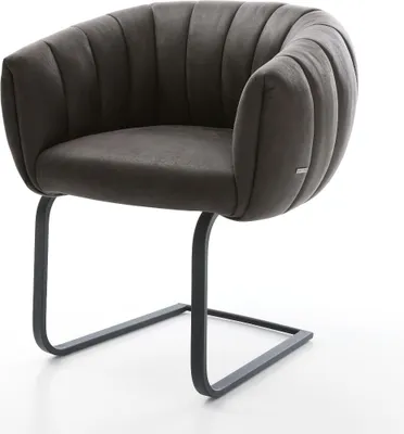 Produktbild von DELIFE Freischwinger Jada-Flex Mikrofaser Anthrazit Vintage Freischwinger flach Schwarz Taschenfederkern