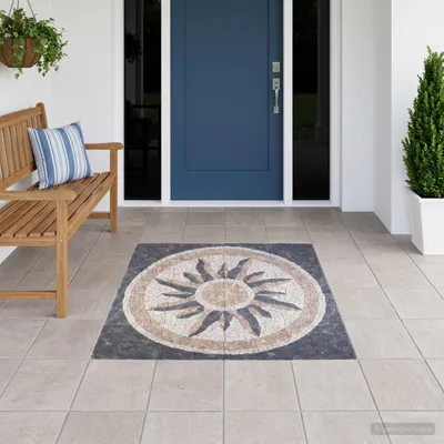 Produktbild von Möbel Mosaikfliesen Sonnenmuster Mehrfarbig 120 x 120 cm aus Marmor - Terrassenfliesen &15726