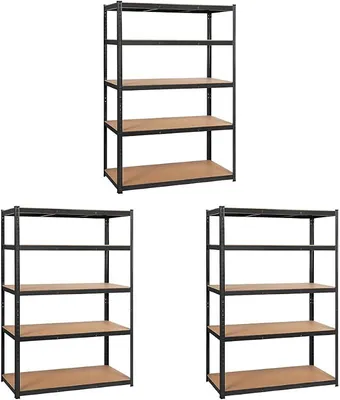 Produktbild von Schwerlastregal 180 x 120 x 60 cm Lagerregal 5 Böden Metall Regal Max. Belastbarkeit : 875kg Schwarz (Packung mit 3)