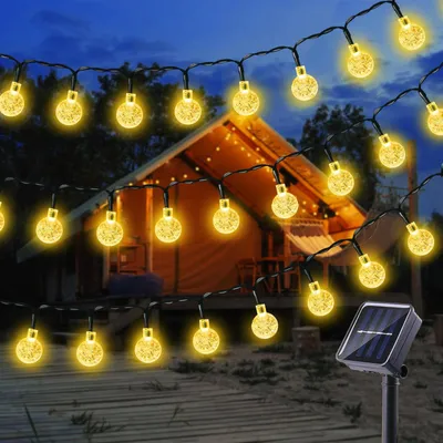 Solar-Lichterkette 12 m, 100 LEDs, warmweiß, IP65, 8 Modi