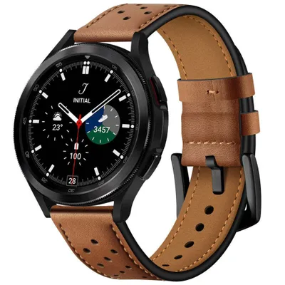 Zdjęcie produktu dla Tech-Protect Leather Samsung Galaxy Watch 4 / 5 / 5 Pro / 6 / 7 / Fe Brown