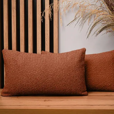 Produktbild von MG Design 2er Set Kissenbezüge 30 x 50 cm in Kupfer - mit Reißverschluss, fein gewebt mit Chenille-Haptik, pflegeleich
