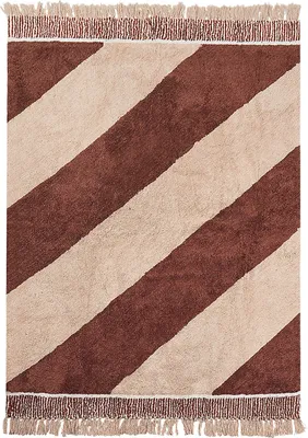 Produktbild von BELIANI Teppich Beige u. Braun Baumwolle Rechteckig 140 x 200 cm mit Streifenmuster Fransen Boho-Stil Wohnzimmerteppich für Fußbodenheizung Geeignet