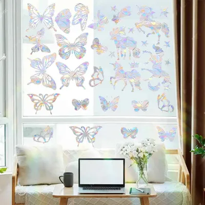 Anti-Kollisions-Fensteraufkleber, 3 Blatt, Regenbogen, Vogelschutz