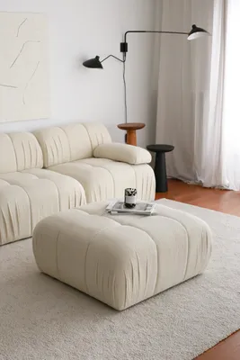Produktbild von Hanah Home, Soli - White, Sitzpuff, Stoff: 100 % TEDDY, Weiß, 89 x 89 x 43 cm