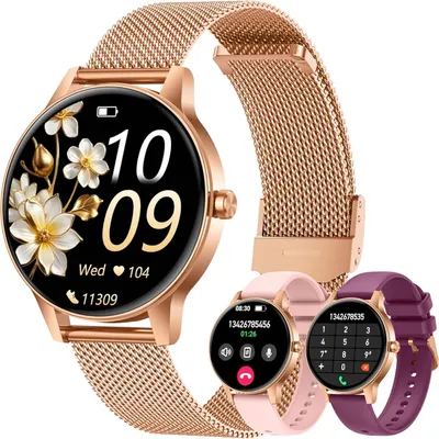 Smartwatch 1,27" HD Touchscreen mit Bluetooth Telefonfunktion,Fitnessuhr, Pulsuhr, Menstruationszyklus, Schlafmonitor, 100+ Sportmodi, IP68 wasserdich