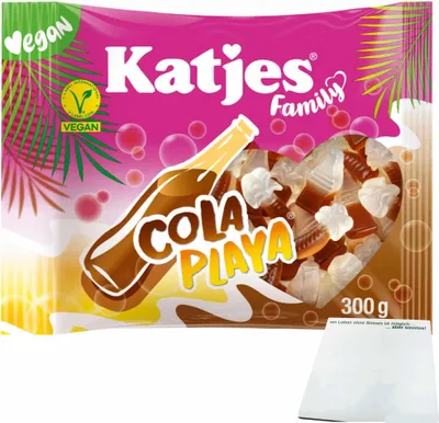 Produktbild von Katjes Family Cola Playa Colageschmack (300g Beutel) + usy Block