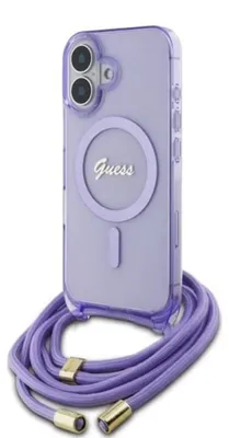Zdjęcie produktu dla Etui Guess Script Crossbody MagSafe do iPhone 16 fioletowy