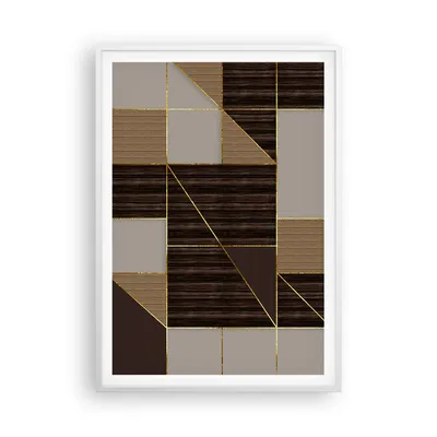 Produktbild von Gerahmtes Poster - Weißer Rahmen - Rechtecke Quadrate Braun - 70x100 cm - Wand Bild - Wanddeko - Wandbilder - Kunstposter - Wandposter - Bilderrahmen - Bilder - Kunstdruck - P2WPA70x100-4610
