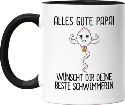 Produktbild von Alles Gute Papa Wünscht Dir Deine Beste Schwimmerin Tasse Schwarz Vatertagsgeschenk Lustiges Motiv Sohn Geschenkidee