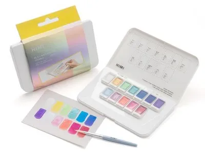 Produktbild von Metallische Wasserfarben-Set – 12 Farben mit Pinsel