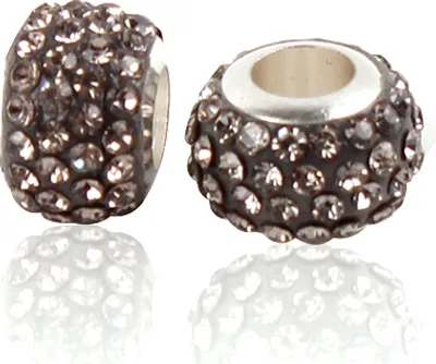 Produktbild von Großloch Spacer Charm Perlen Rondelle Stassperlen glitzernd 12 mm, 10 Stück, Braun