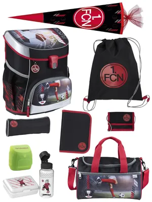 Produktbild von Scooli Ranzen-Set 10-teilig FUSSBALL Schulranzen-Set 1. FC Nürnberg (1. FCN) mit Lunch-Set, Sporttasche & Schultüte 85cm