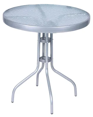 Image de Table de jardin Bistro ronde Ø 60 H70cm verre/métal argent Table de balcon