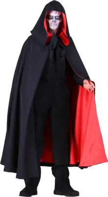 Produktbild von T2128-0105 schwarz-rot Damen Herren Halloween Umhang mit Kapuze Deluxe