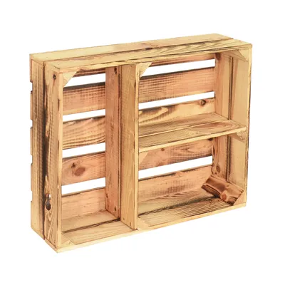 Produktbild von CHICCIE 2 Set Holzregal Schmalhanz 50x40x15cm - Hell Geflammt T Regal Holzkiste