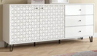 Produktbild von Sideboard "Relief" in weiß Hochglanz Kommode mit 3-D Struktur 169 x 76 cm