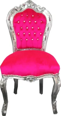 Casa Padrino Barock Stuhl Pink Silber mit Bling Bling Glitzersteinen Stühle Esszimmer Möbel Interior Baroque Dining Chair Chairs Furniture Interior Rhinestones Luxury Silver