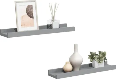 Produktbild von vidaXL Bilderleisten 2 Stk. Grau 40x9x3 cm MDF