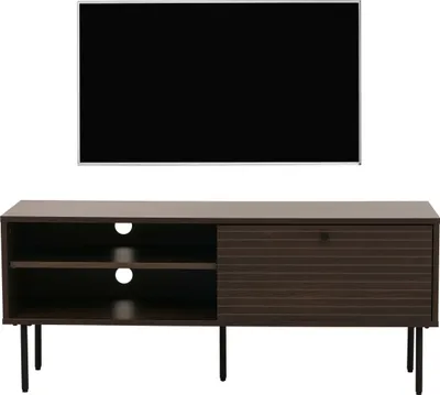 Produktbild von TV-Rack MCW-N78, Lowboard TV-Schrank, skandinavischer Stil Metall Holz Melamin MVG 50x120x40cm dunkelbraun