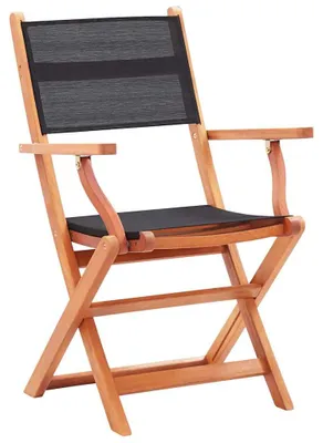 Produktbild von vidaXL Klappstühle, 6 Stück, schwarz, massives Eukalyptusholz & Textilene
