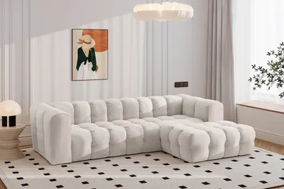 Produktbild von Kaiser Möbel Ecksofa L-form BALOO L, Chenille-Stoff Moly, Ecru, Rechts