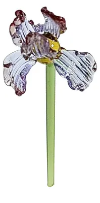 Produktbild von Handgefertigte Glasblumendekoration mit Stiel, mundgeblasene Mini-Blumenfigur, Tischvase, Dekoration für Wohnzimmer, Büro oder Zuhause