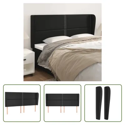 Produktbild von The Living Store Kopfteil mit Ohren Schwarz 203x23x118/128 cm Kunstleder