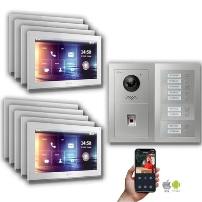 Produktbild von Goliath IP Video Türsprechanlage: 10-Zoll 9 Familienhaus, Fingerprint, Silber : 10 Zoll Weiß : Aufputz Dose Monitor Farbe: 10 Zoll Weiß Montage: Aufputz Dose