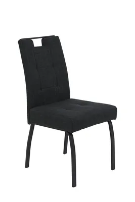 Produktbild von Hela Tische, Esszimmerstuhl Linz Bezug Webstoff Anthrazit, Flachrohr Gestell Schwarz, Lehne mit Griffleiste, XL Komfortsitz Federkorb, 120kg belastbar