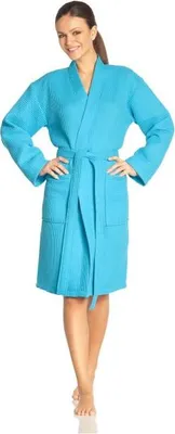 Produktbild von Vossen Bademantel Rom Pique-U Farbe turquoise türkis Größe 32/34