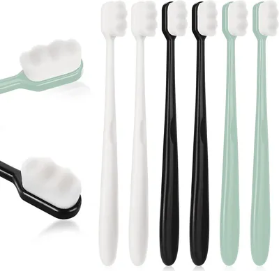 Produktbild von 6 PCS Extra weiche Zahnbürste Micro Nano Zahnbürsten Sterile Faser Erwachsene Zahnbürste Schmerzlos Bürsten für empfindliche Zahnfleisch Zähne Oral Gum Rezession Kind Kinder (Set 1, 6)