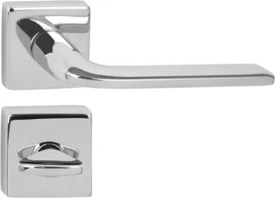 Produktbild von DOMINO Türgriff Drückergarnitur WC - Badezimmer Set | Vierkant-Rosette | Türbeschlag für Badezimmertüren | Set WC - Rosetten-Garnitur | Türklinke aus Znal | Bronze Türdrückergarnitur | VITTORIA-QR M6