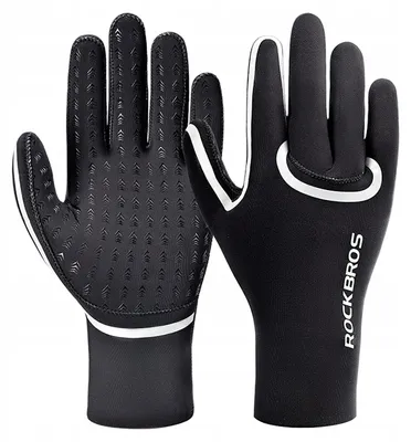 Produktbild von Rockbros Fahrradhandschuhe Vollfinger Wasserdicht Schwarz Größe L/XL