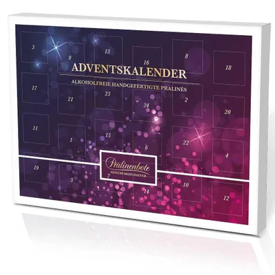 Produktbild von Pralinenbote - Pralinen Adventskalender "Klassiker ohne Alkohol" mit 24 handgefertigten alkoholfreien Pralinen, 300 g
