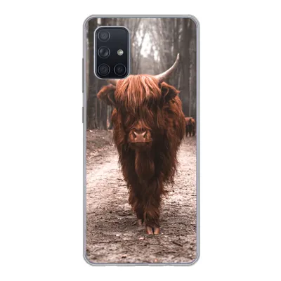 Produktbild von MuchoWow® Handyhülle Schutzhülle Hülle für Samsung Galaxy A51 5G Schottischer Hochländer - Wald - Kuh - Tiere - Natur Silikon Softcase Handy Hülle - Abbildung
