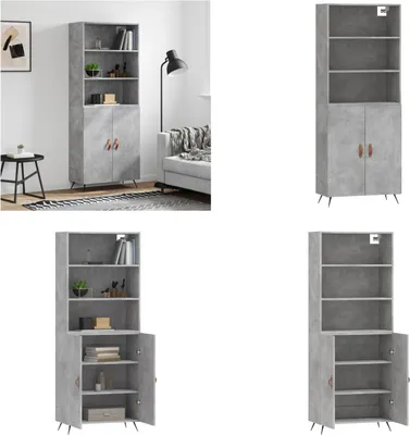 Produktbild von vidaXL Highboard Betongrau 69,5x34x180 cm Holzwerkstoff - Highboard - Highboards - Sideboard - Schrank
