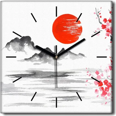 Produktbild von Coloray Uhr auf Leinwand 30x30 cm Wand Uhr Dekoration Wohnzimmer Segeltuch schwarze Hände -Japan-Tintensonne.