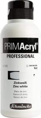 Schmincke - PRIMAcryl Professional feinste brillante Acrylfarbe, Zinkweiß fluid, 250ml Premiumacrylfarbe, Acrylmalerei, 13 100 027
