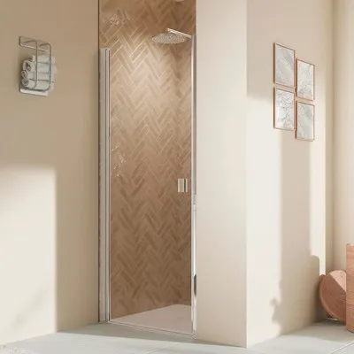 Produktbild von BREUER Duschtür in Nische mit Drehtür ELANA 2.0 100 x 200 cm Profil eckig schwarz Klarglas Türanschlag links