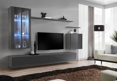 Immagine prodotto di Parete attrezzata grigio mobili soggiorno parete attrezzata legno mobili credenza nuovo