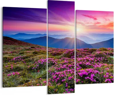 Produktbild von Bild auf Leinwand - Leinwandbild - Wiese Berg Himmel Landschaft - 95x80cm - Wand Bild - Wanddeko - Leinwanddruck - Bilder - Kunstdruck - Wanddekoration - Leinwand bilder - Wandkunst - CB95x80-2719
